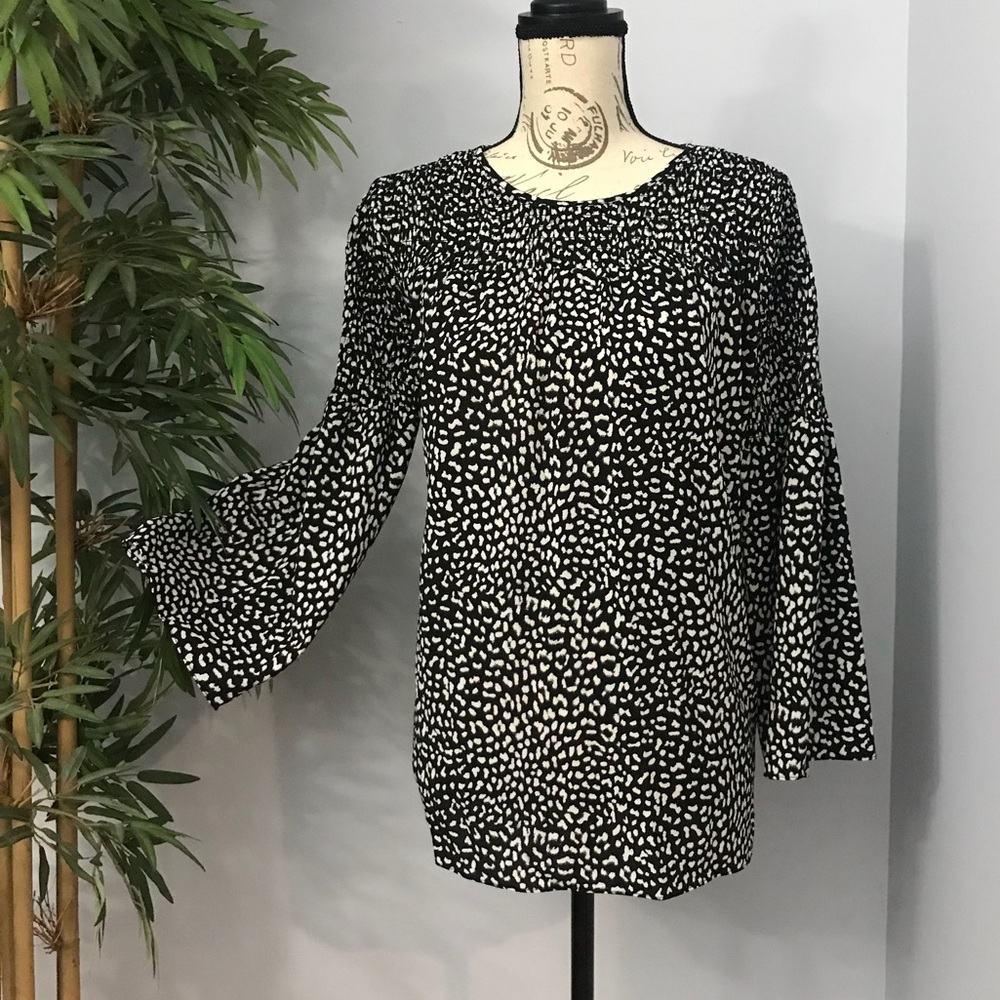 Michael Kors Black and White Long Sleeve Top M